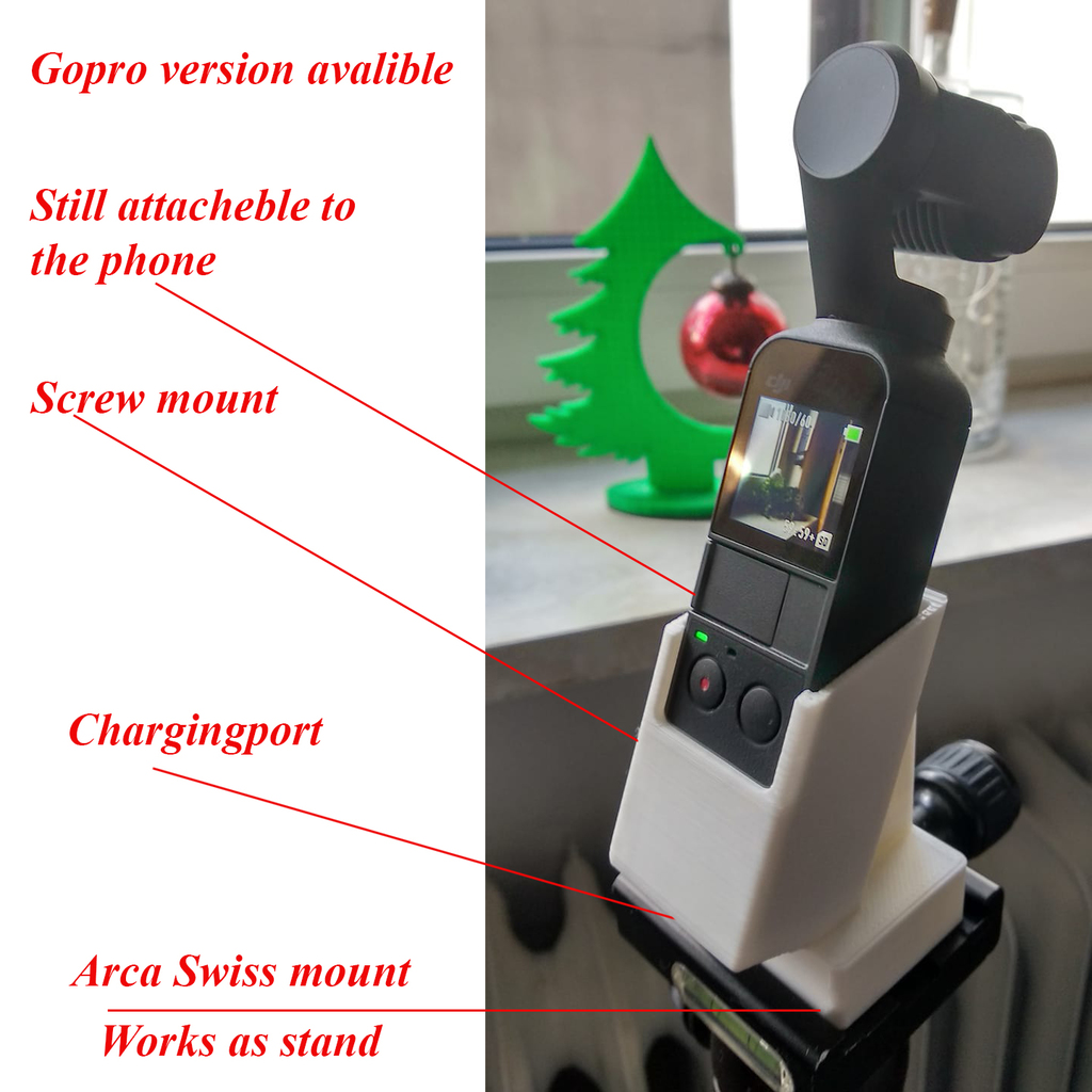 DJi Osmo pocket gimbal tripot gopro mount adapter stand