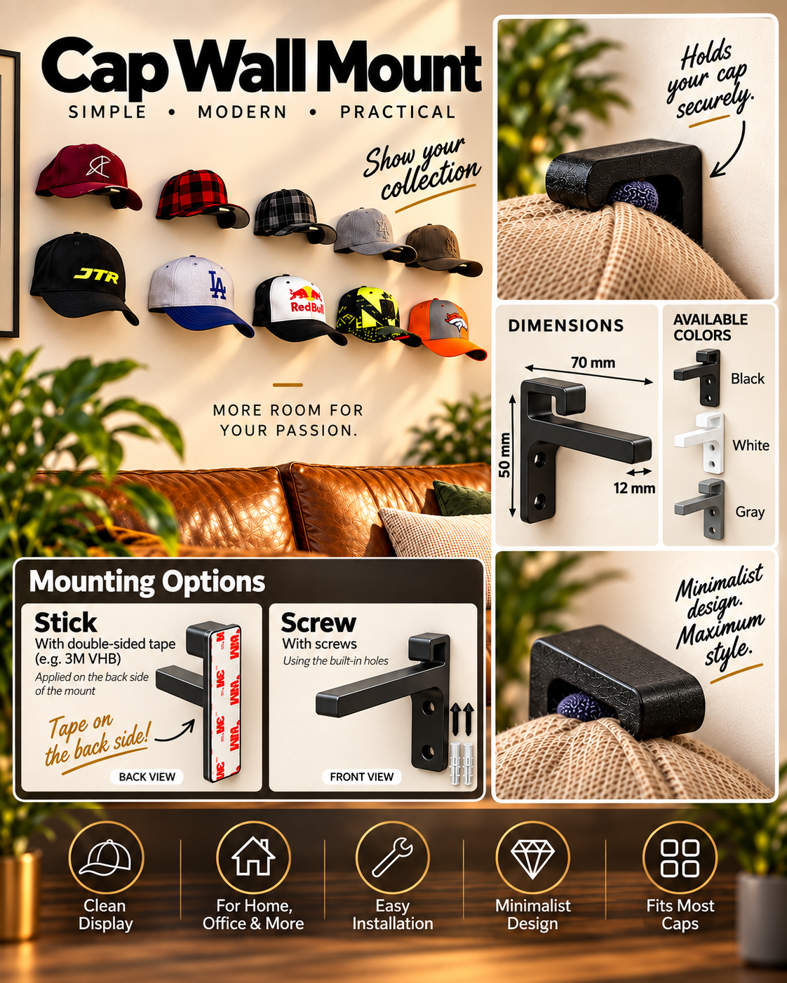 Cap Wall Mount