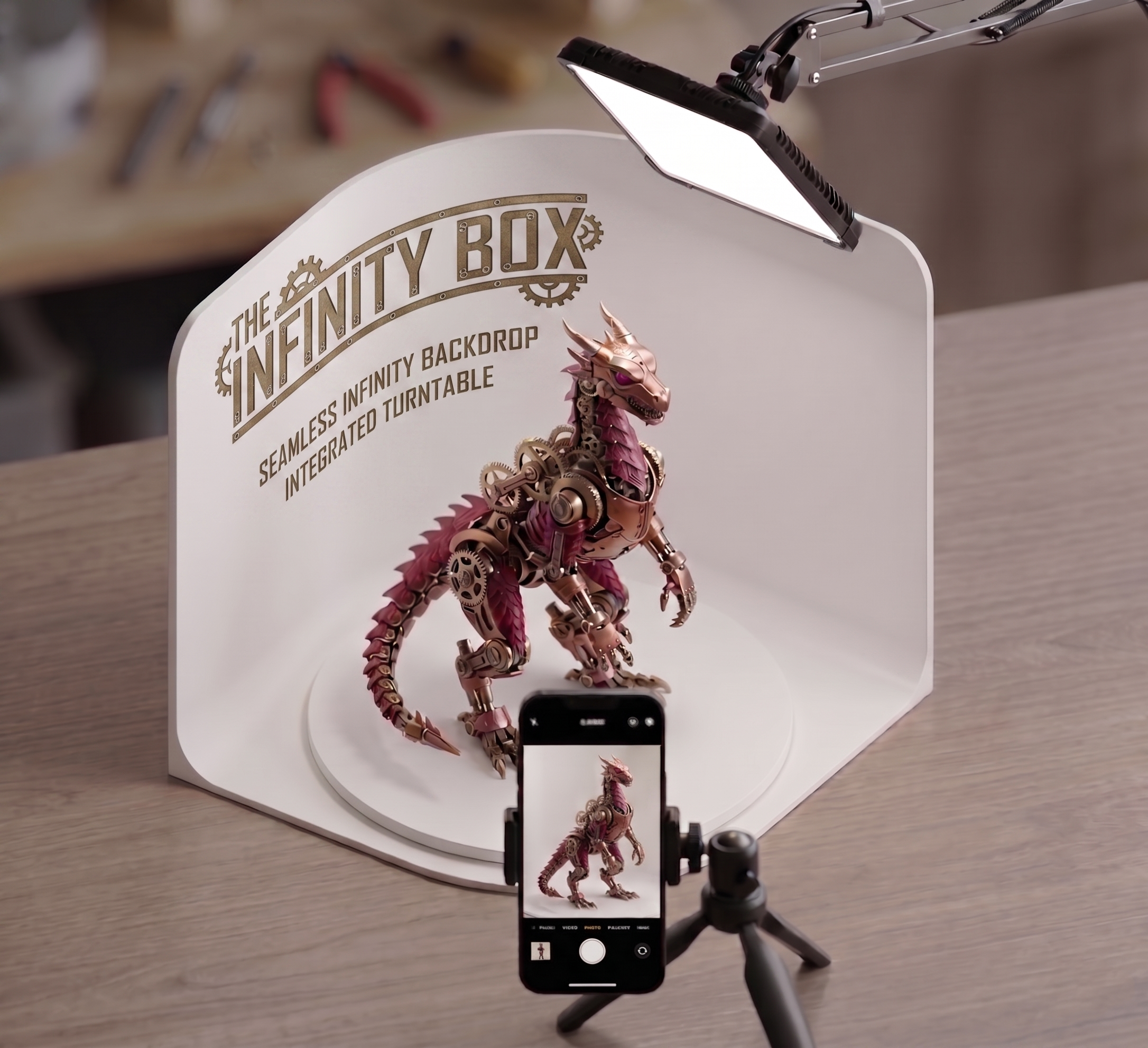 The Infinity Box | Seamless Mini Photo Studio & Turntable