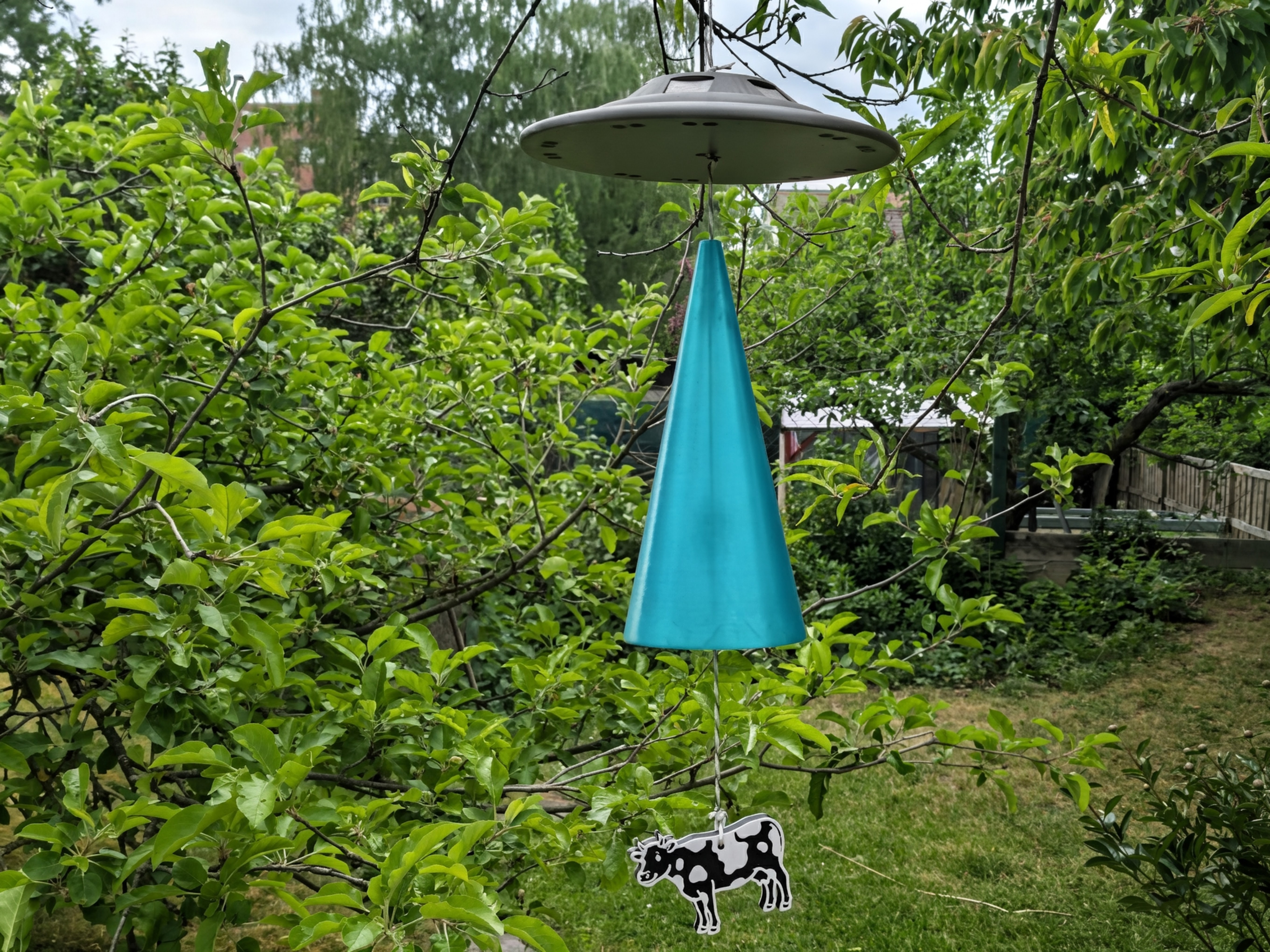 UFO abducting cow wind chime