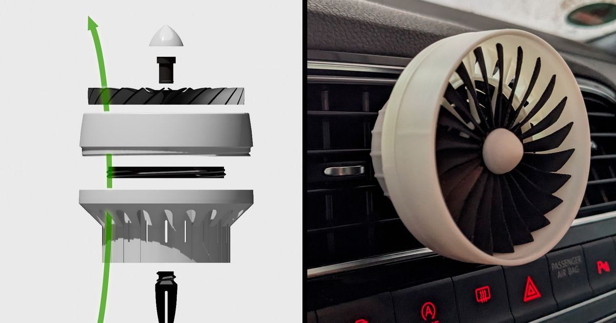 Turbofan aroma diffuser - Car vent mini Jet engine by CasaPrint3D ...