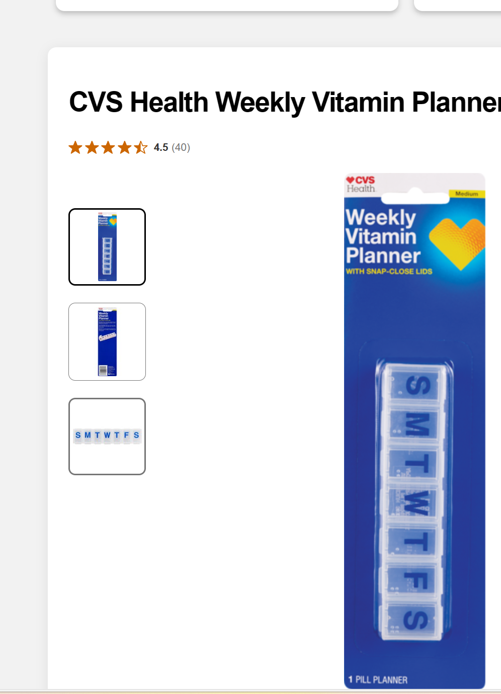 Pill Insert for CVS Health Weekly Vitamin Planner / Insert for Pill by