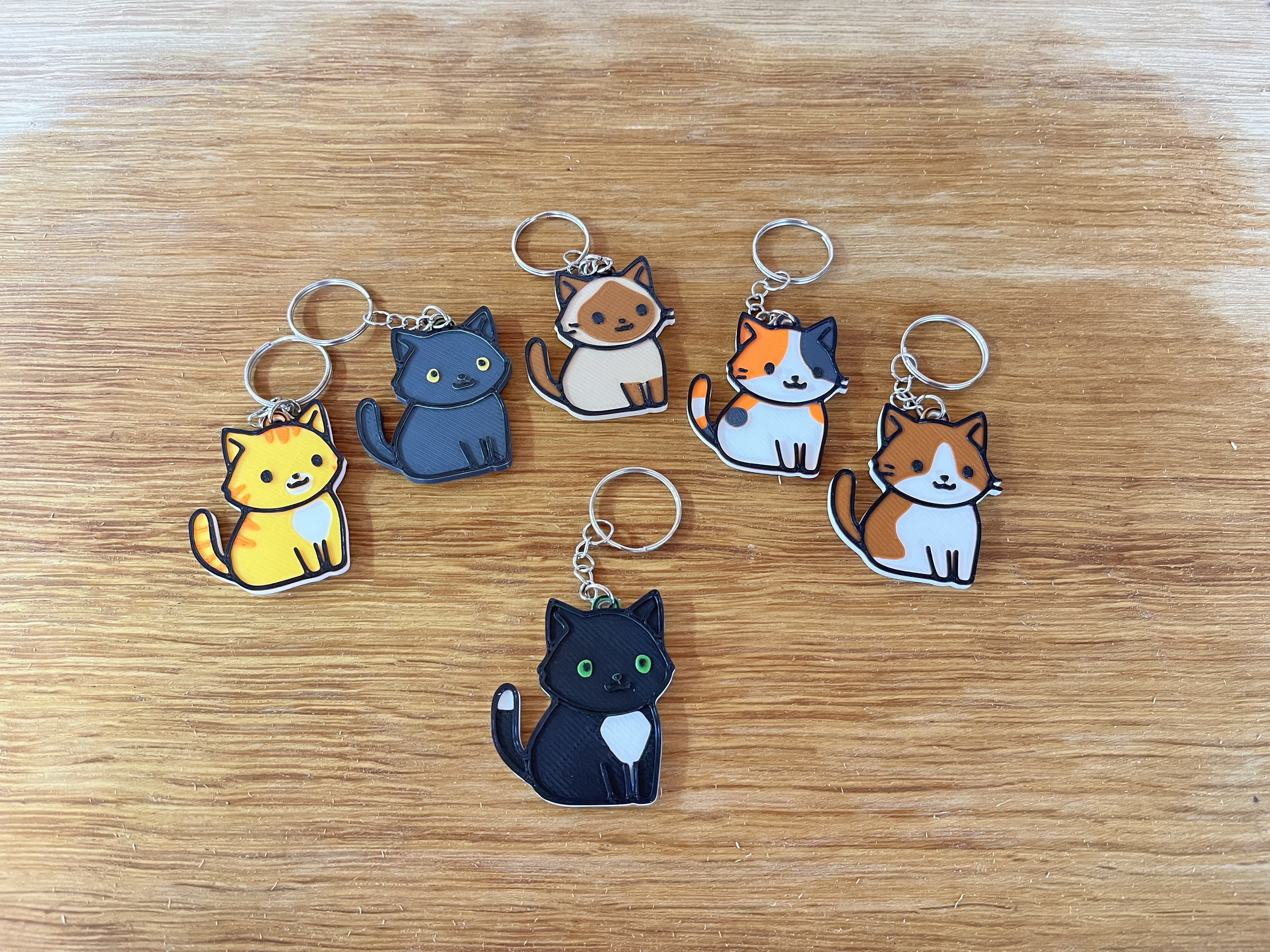 Cute Black & White Cat Keychain