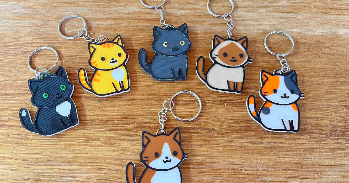 Cute Brown Cat Keychain by Aztairya | Download free STL model ...