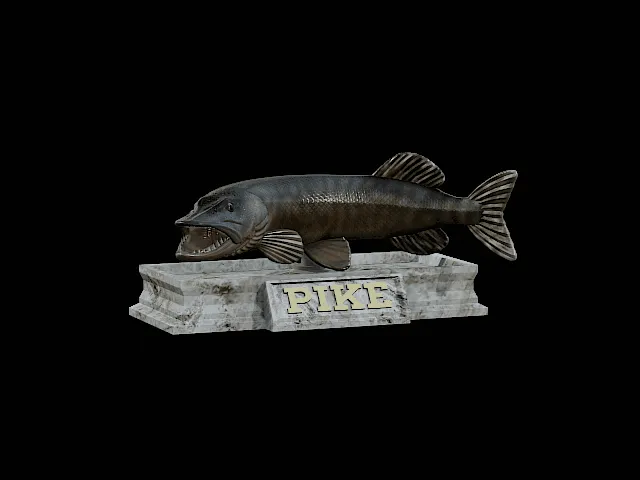 Northern Pike Open-Mouth Statue with Base – Design 4-2