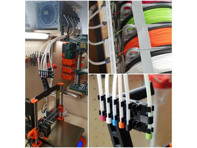 6 Spool Filament Dry Box Storage System with Bowden Tubes
