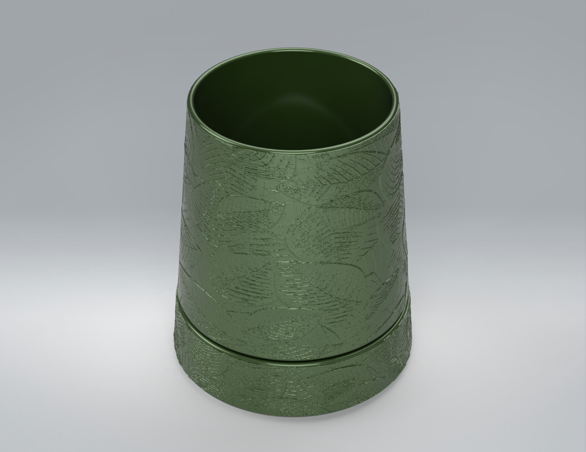 Miniatura 6 do modelo 3D Leaf pattern flower pot & drip tray