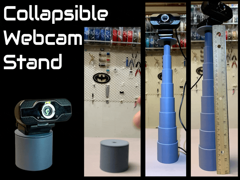 Collapsible Webcam Stand | Telescoping | Screw to Lock