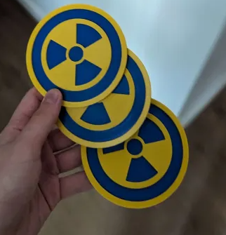 Drinks coaster nuclear logo Fallout coaster radiation