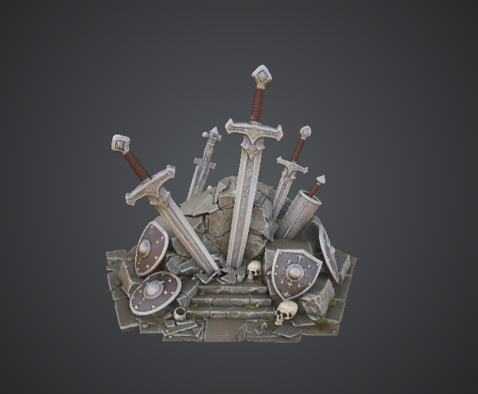 Fallen Swords Battlefield Monument – Fantasy Sword Graveyard