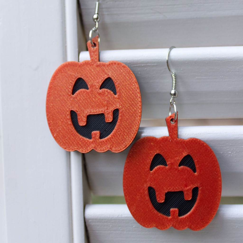 Cute Halloween Pumpkin Earrings by CheeseMcGee Download free STL