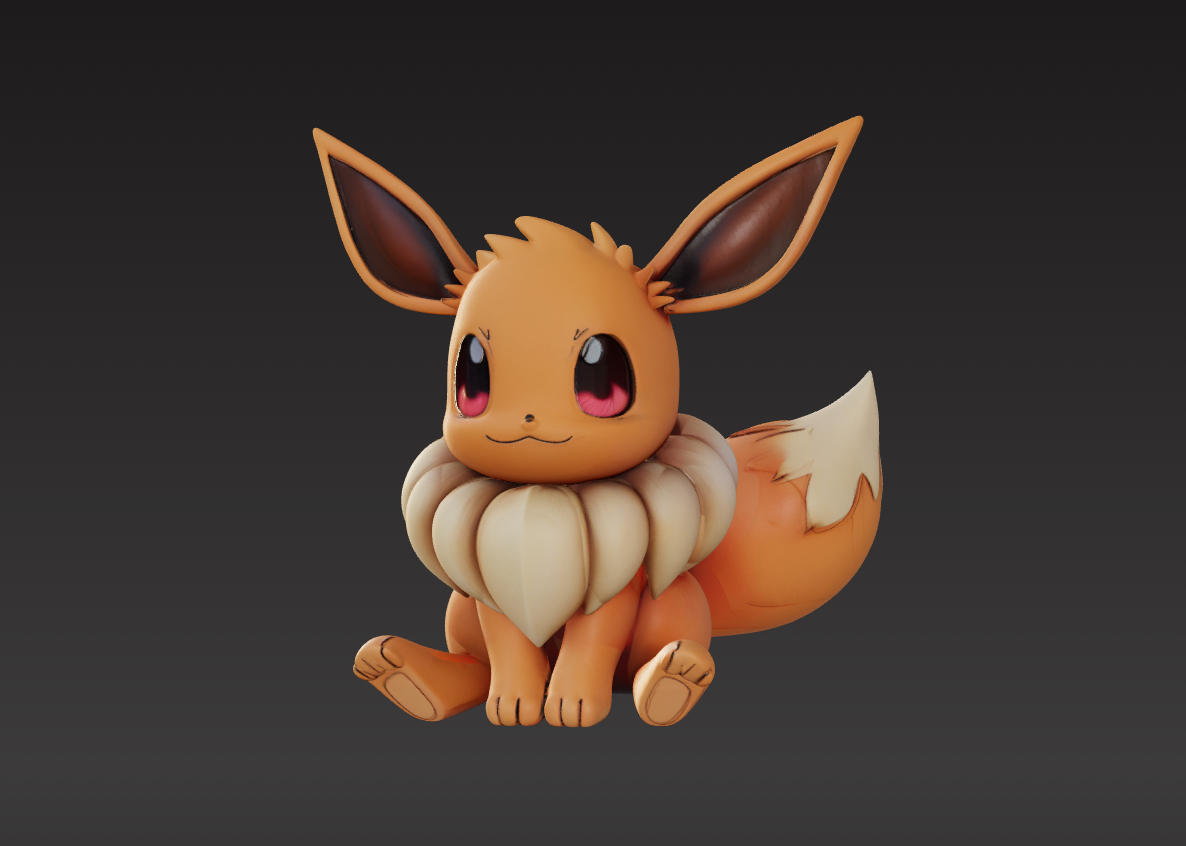 Eevee pokemon fan art obj model 3d