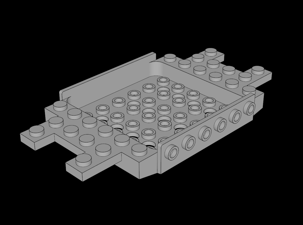 Lego Compatible (3385.dat) Car Base  6 x 12 with  5 x  6 Recessed Centre and Studs on Sides