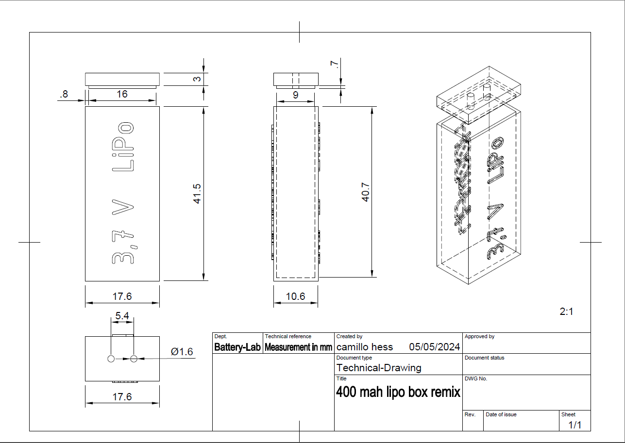 Single LiPo Box/case with lid &amp; label by Swiss-Dynamics | Download free STL model | Printables.com