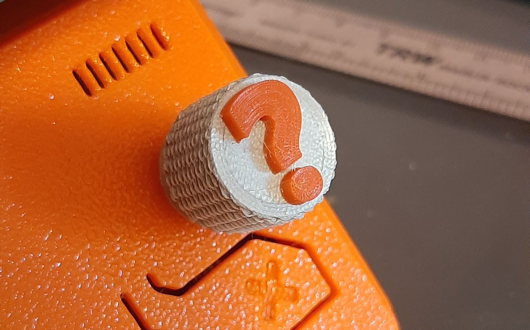 Question Mark knurled potentiometer knob, 6mm ID, printer knob
