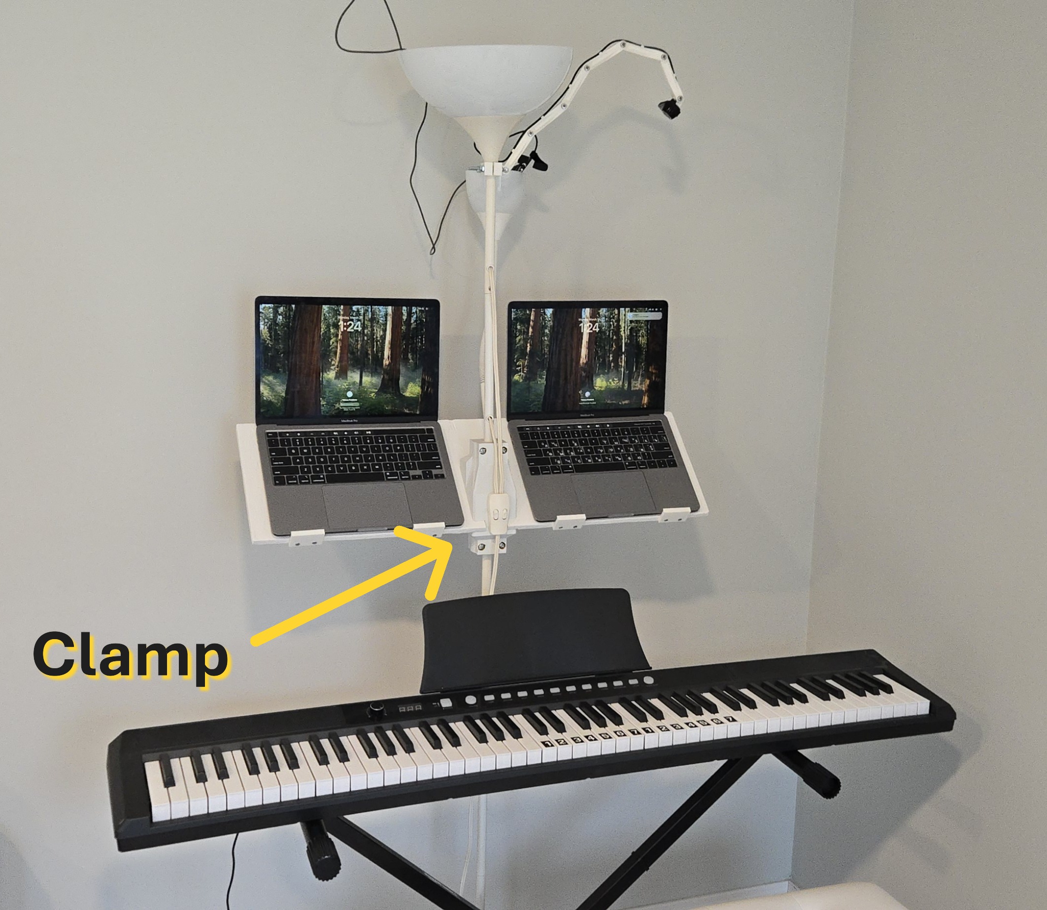 Clamp for holding a shelf attached to a floor lamp (Heavy Duty)