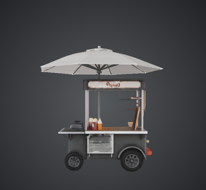 Street Food Cart with Umbrella – Mobile Vendor Stall