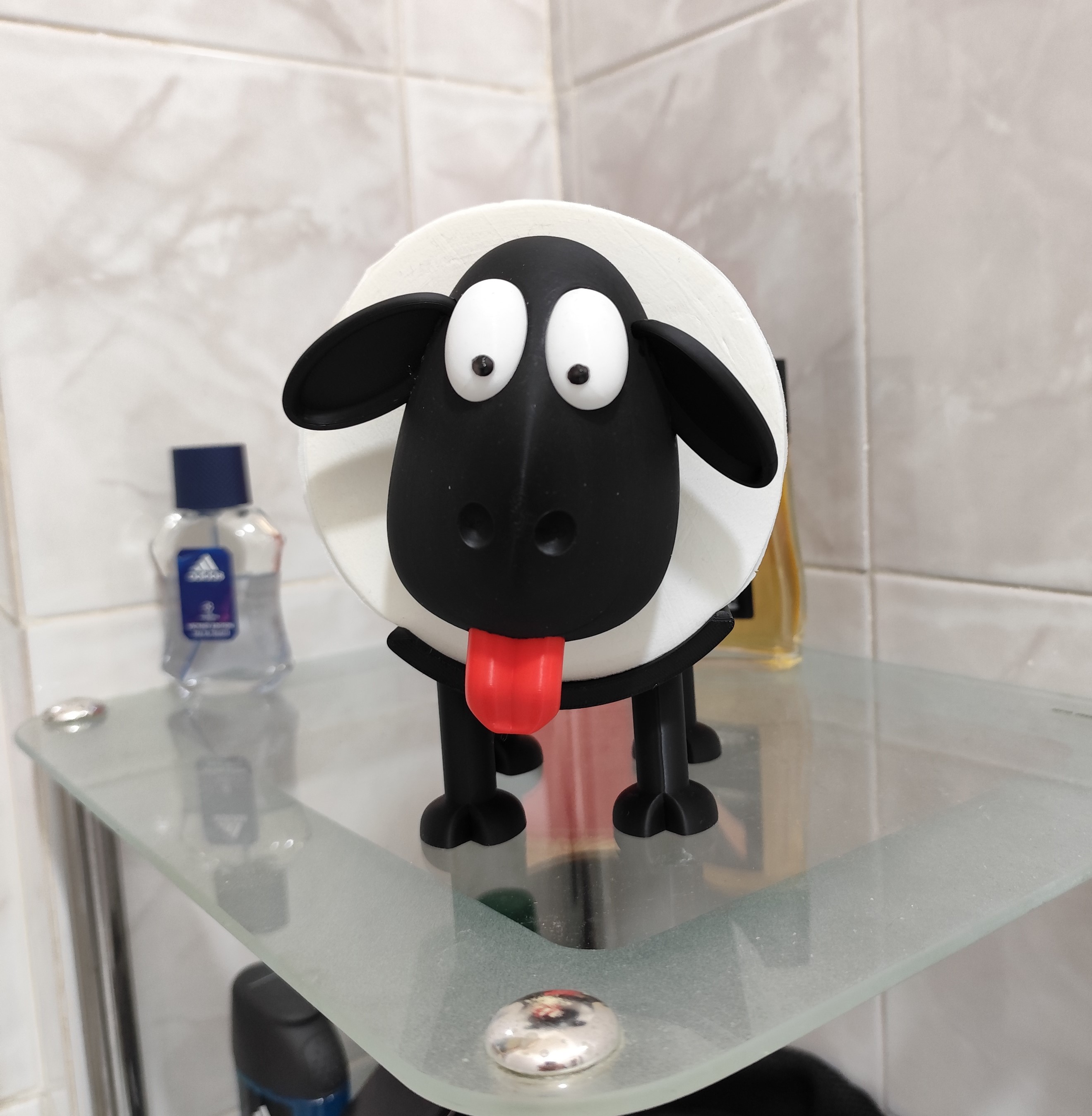 Egg-shaped egg cup with tongue out