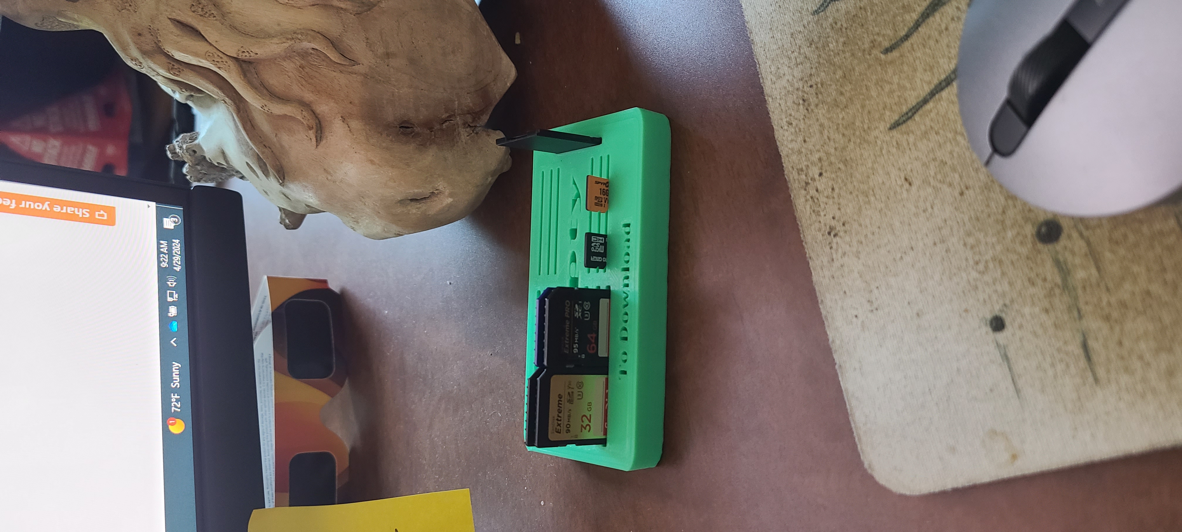 Desk top SD card holder