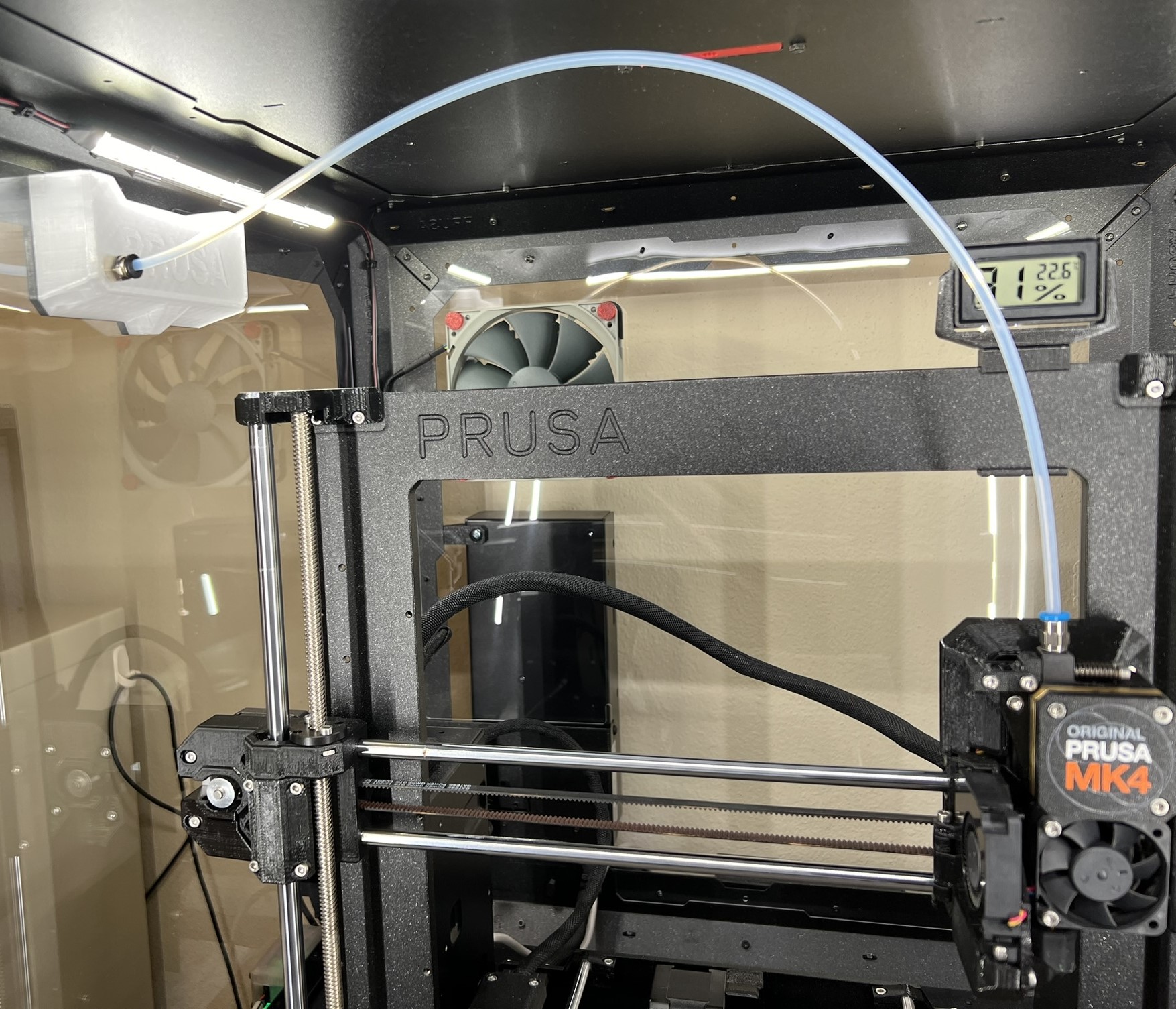 Prusa Enclosure Transport Handle with PTFE Passthrough by ScottW