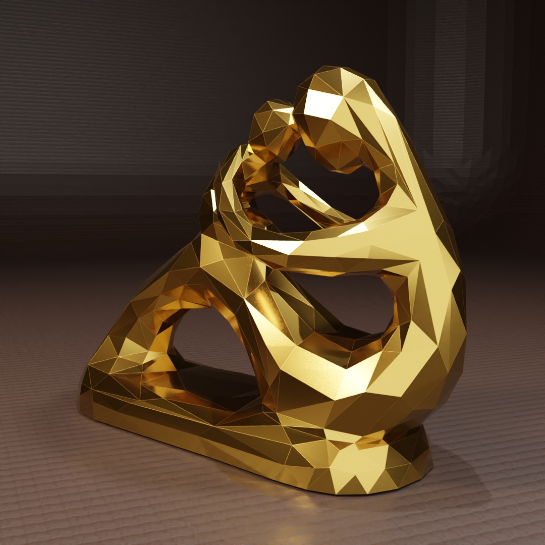 Mother and child low poly sculture - mothers day