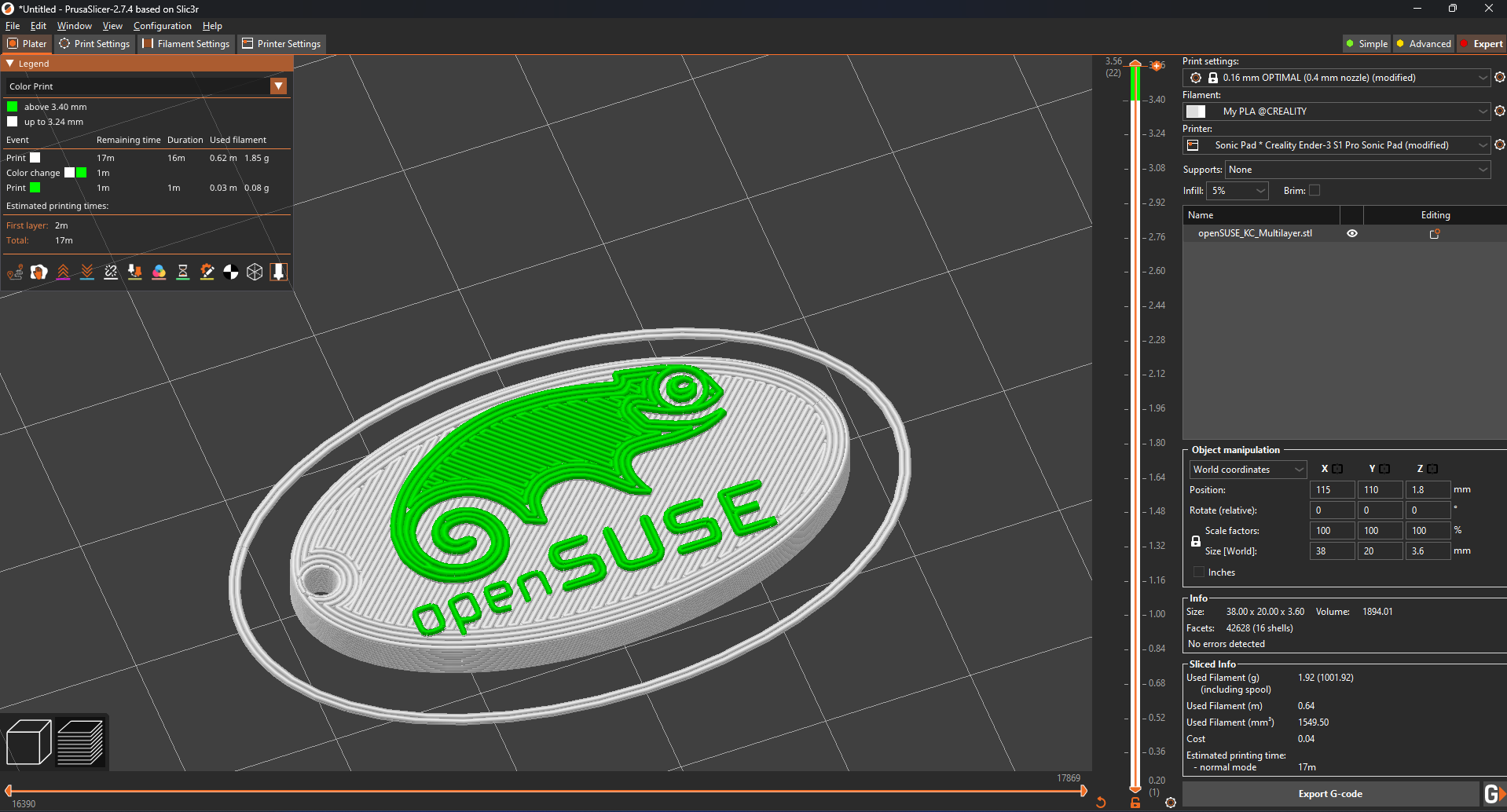 Miniatura 4 do modelo 3D openSUSE  distro linux logo key chain.