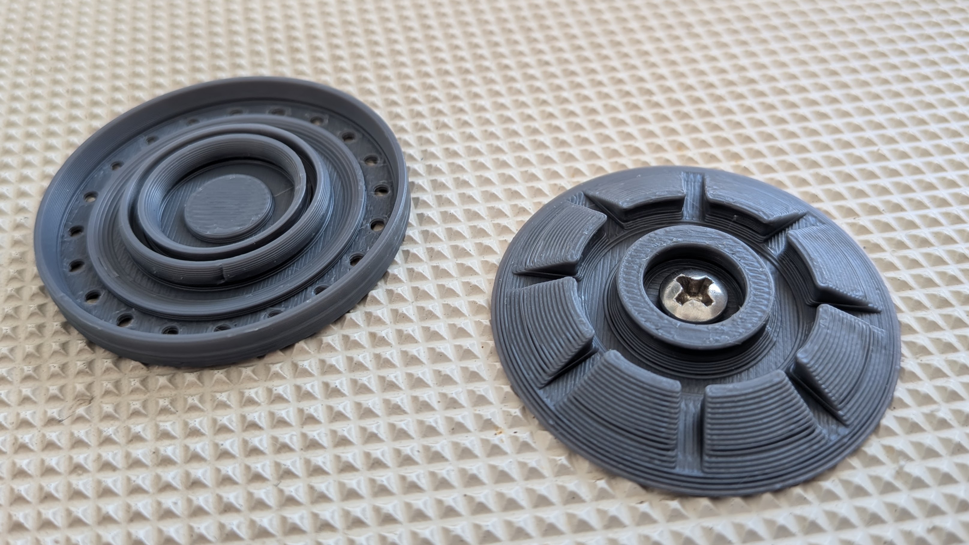 Large snap fastener for cloth (sewn) and hard surface (screw)