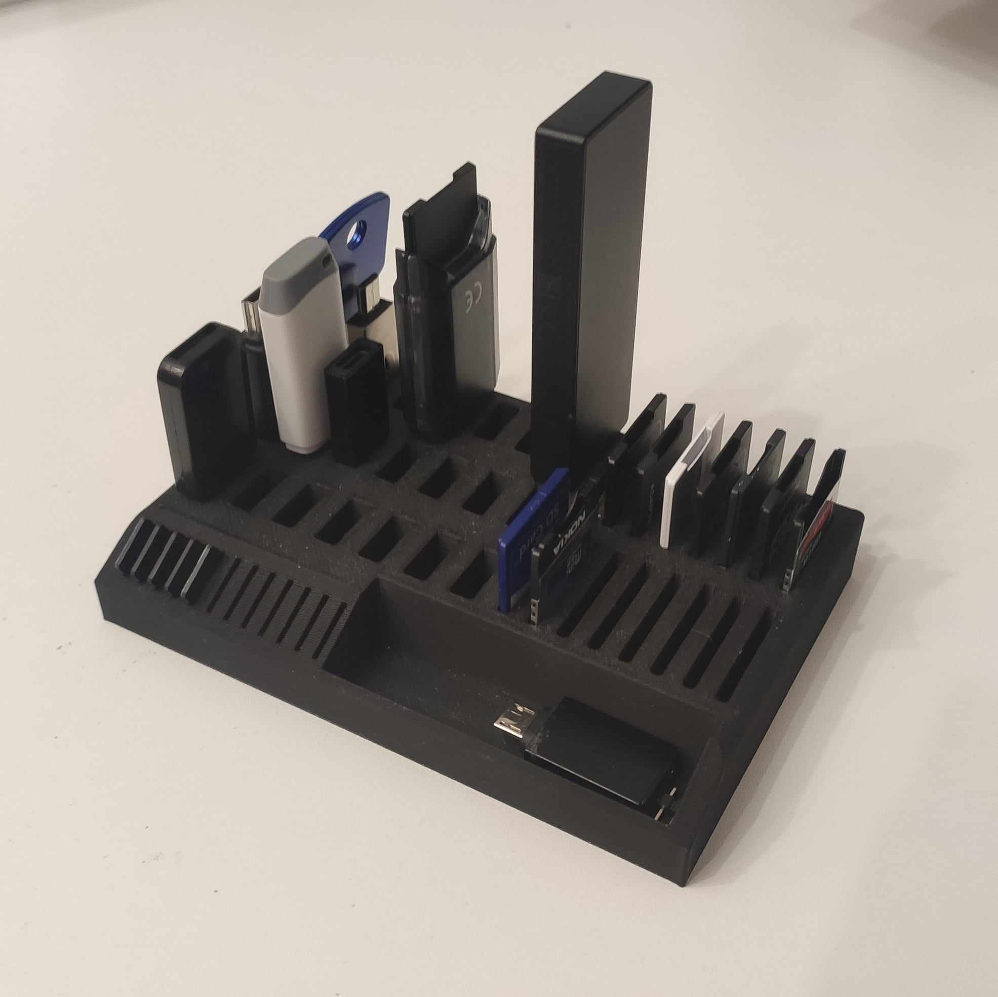 USB A, SD, MICRO SD holder, organizer + a universal tray 3D model thumbnail