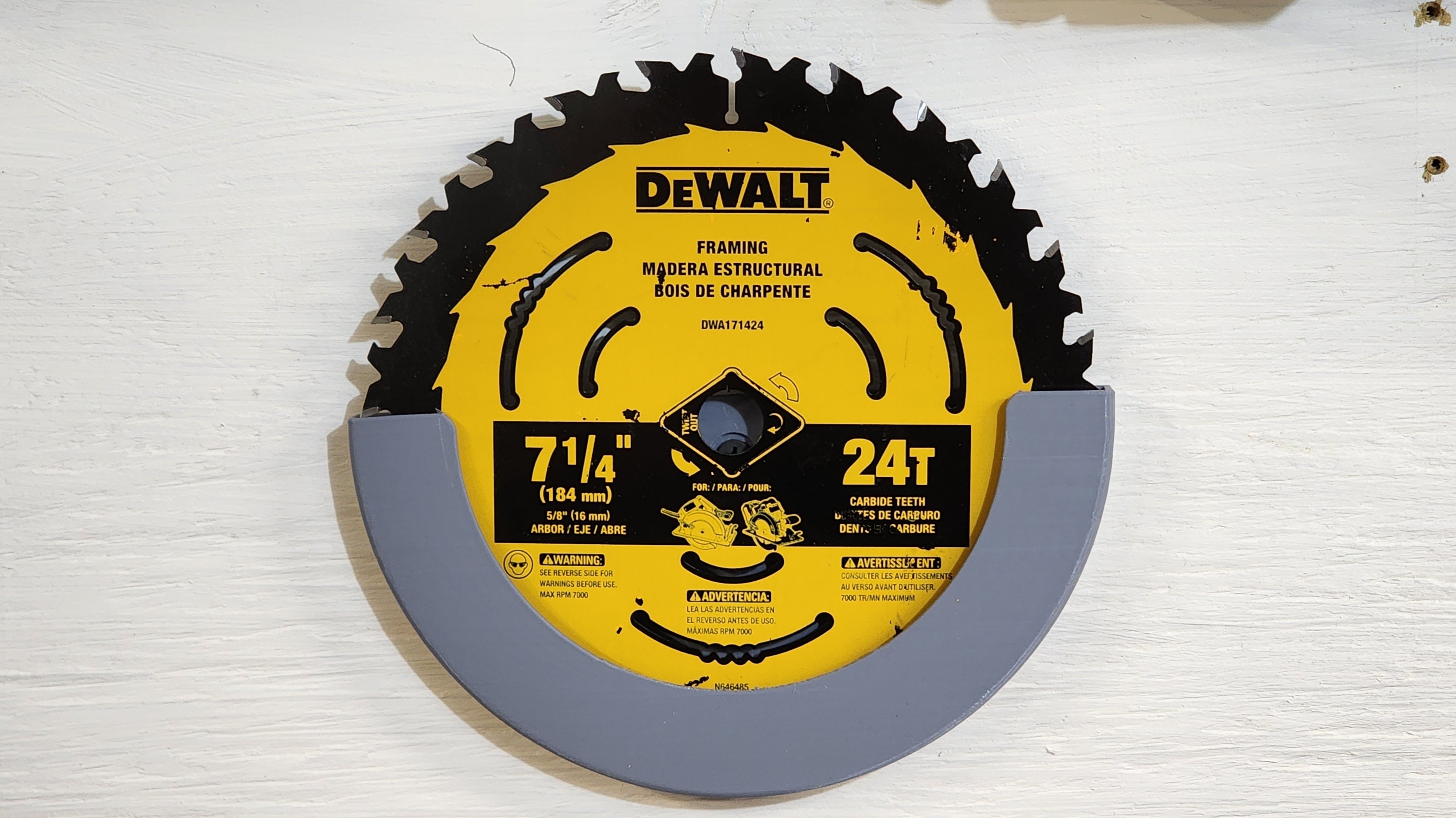 7 1/4" Circular Multi-Disc Saw Blade Holder Wall Mount Pocket