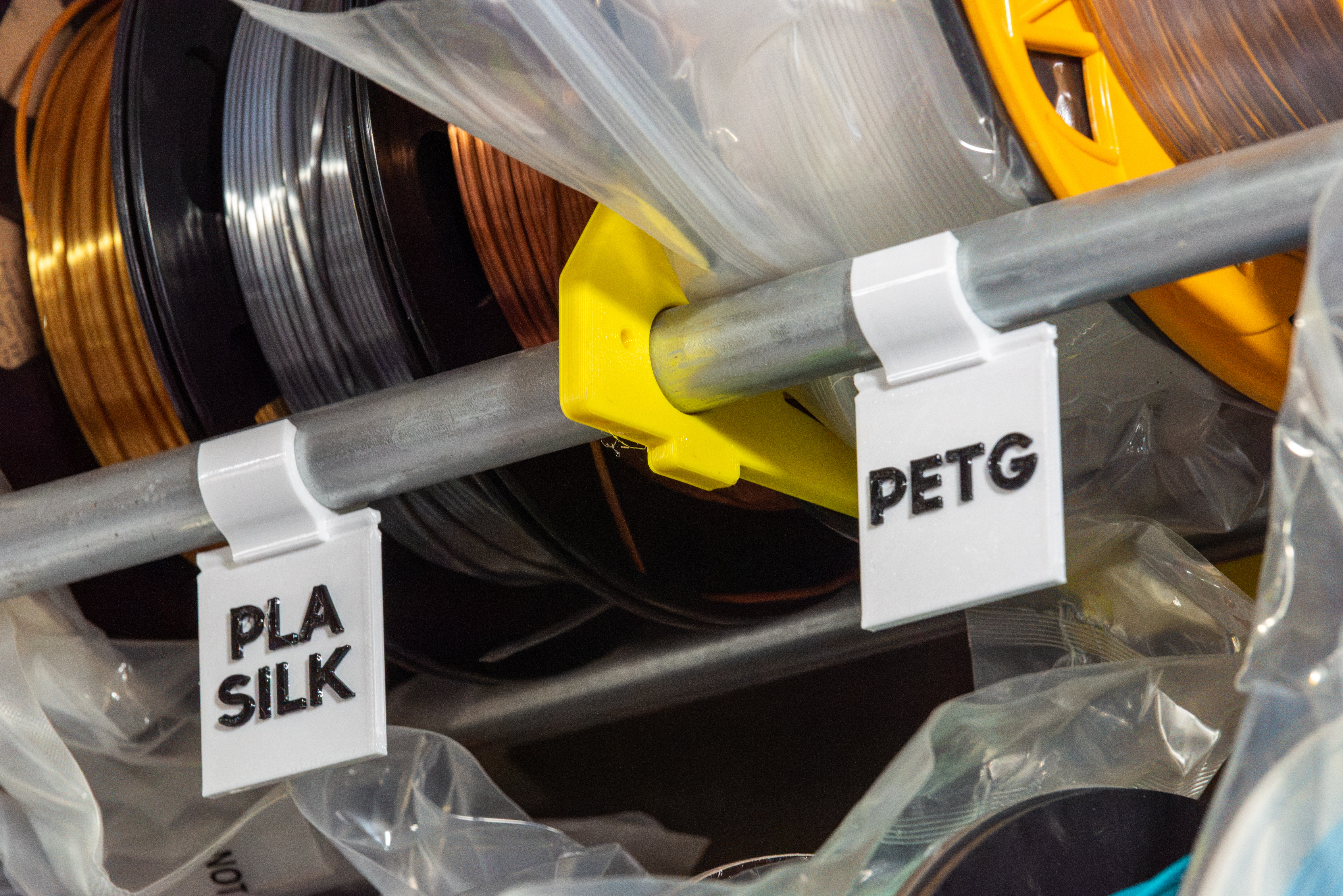 Customizable 3D Printer Filament Labels for RepRack 1/2" EMT Filament Storage