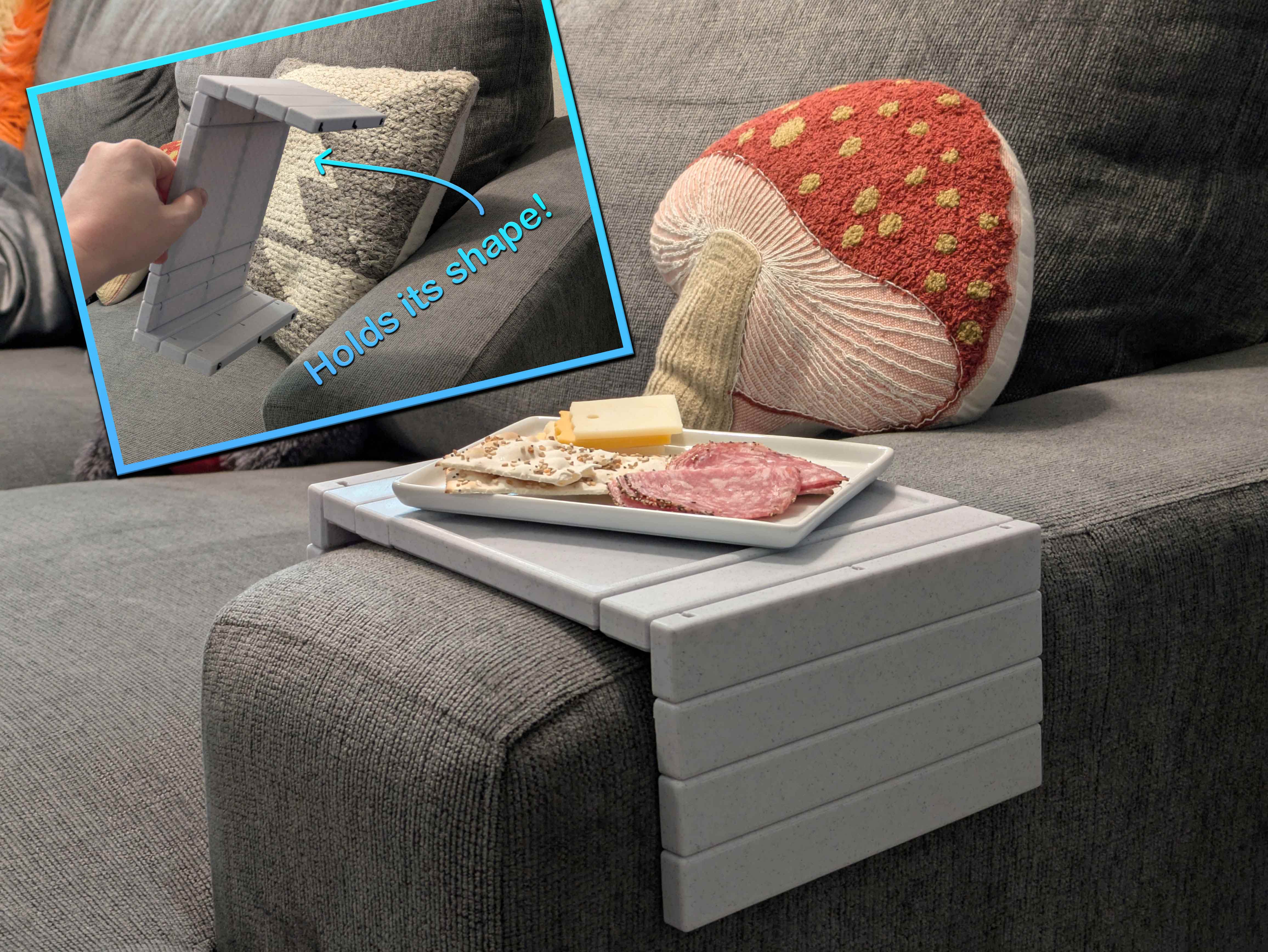Pre-Tensioned Sofa Armrest Tray Table