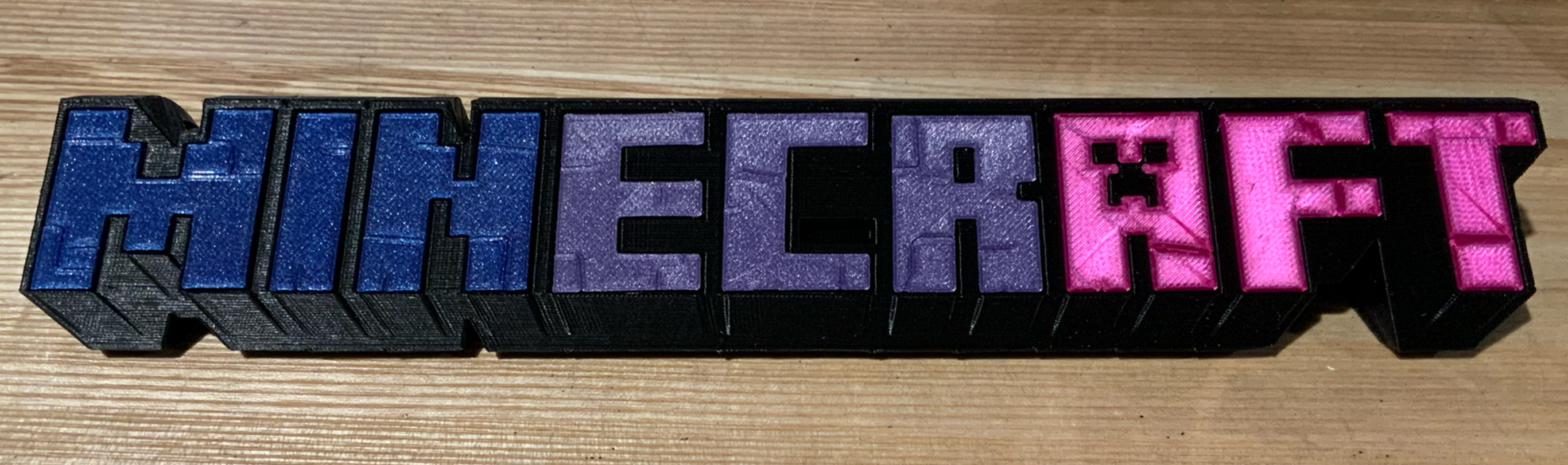 Minecraft Logo Standing Display (Purple, Blue and Pink)
