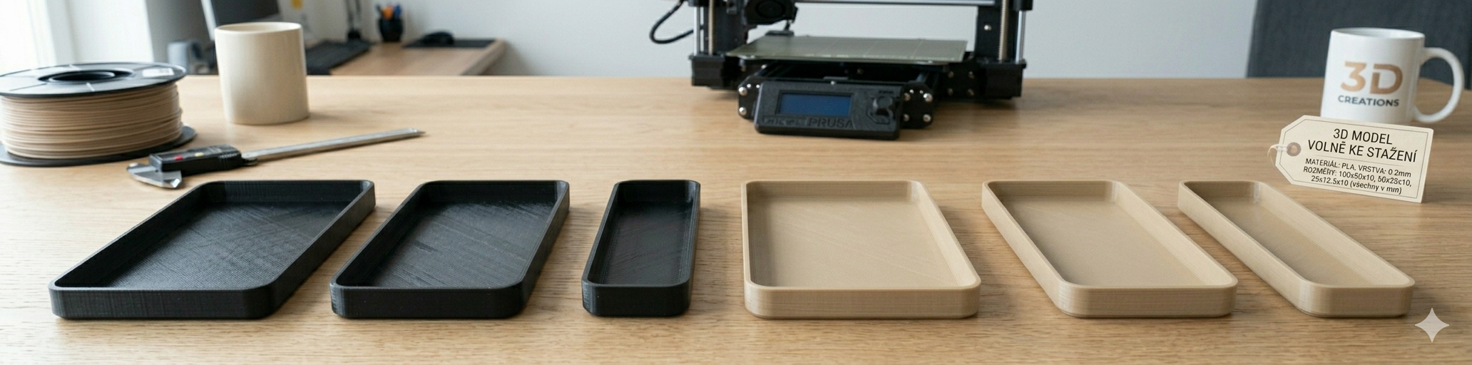 Rectangle tray - Modular and filament saving (10mm depth) 4:1 aspect ratio