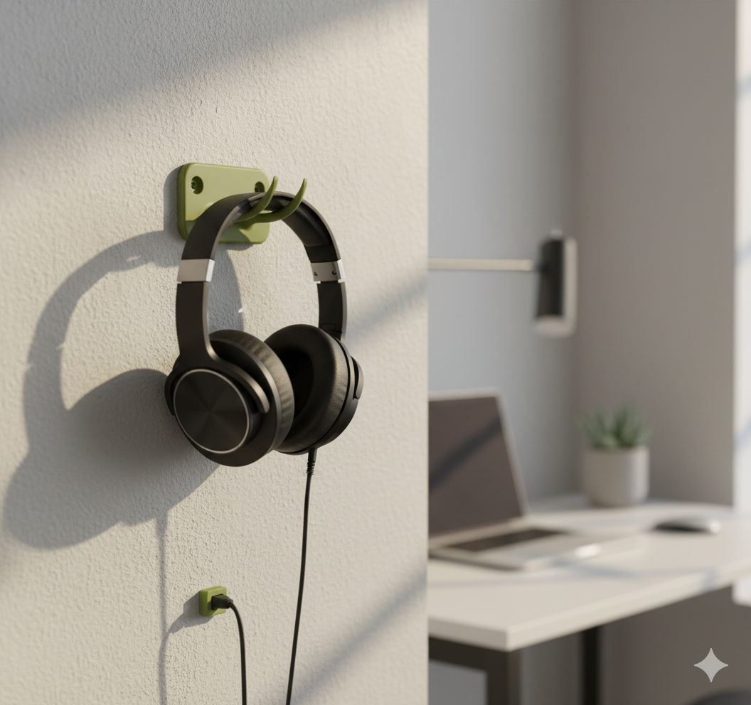 Minimalist Wall-Mounted Headphone Stand / Hanger