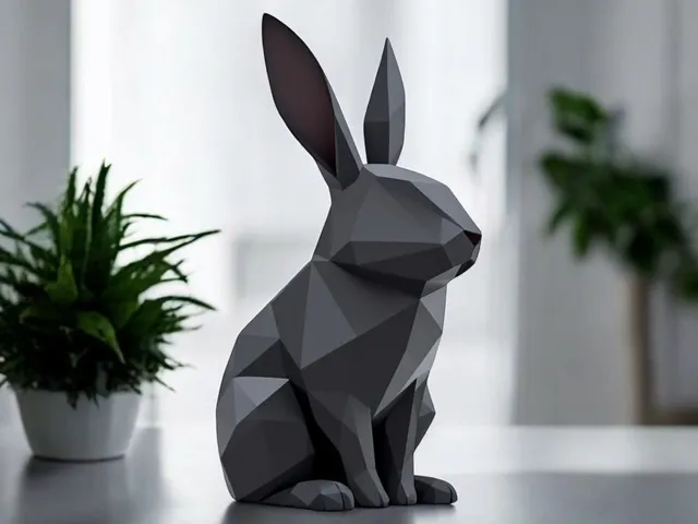 Minimalist Low Poly Rabbit, Low Poly Bunny
