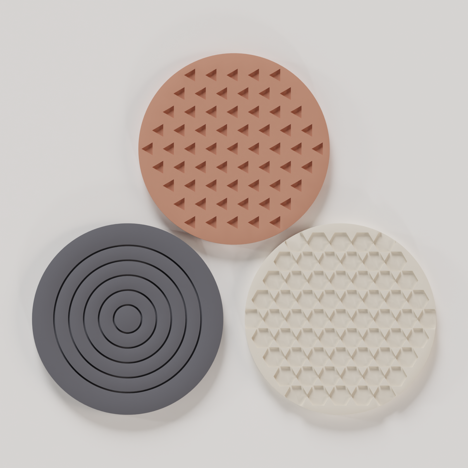 Simple Coaster Set — 3 Geometric Patterns | Hex / Ring / Triangle | No Supports