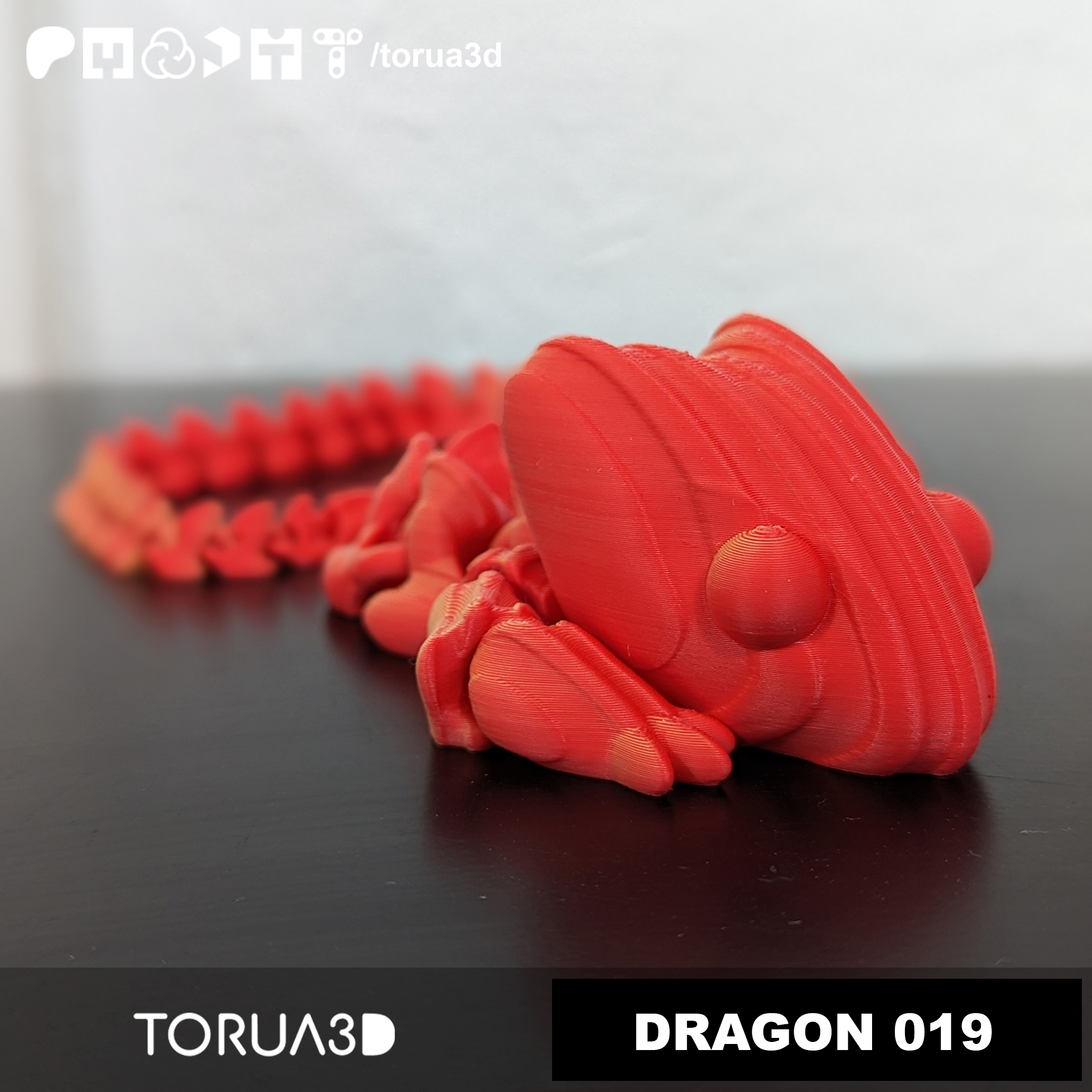 Articulated Dragon 019 by Torua3D | Printables Store