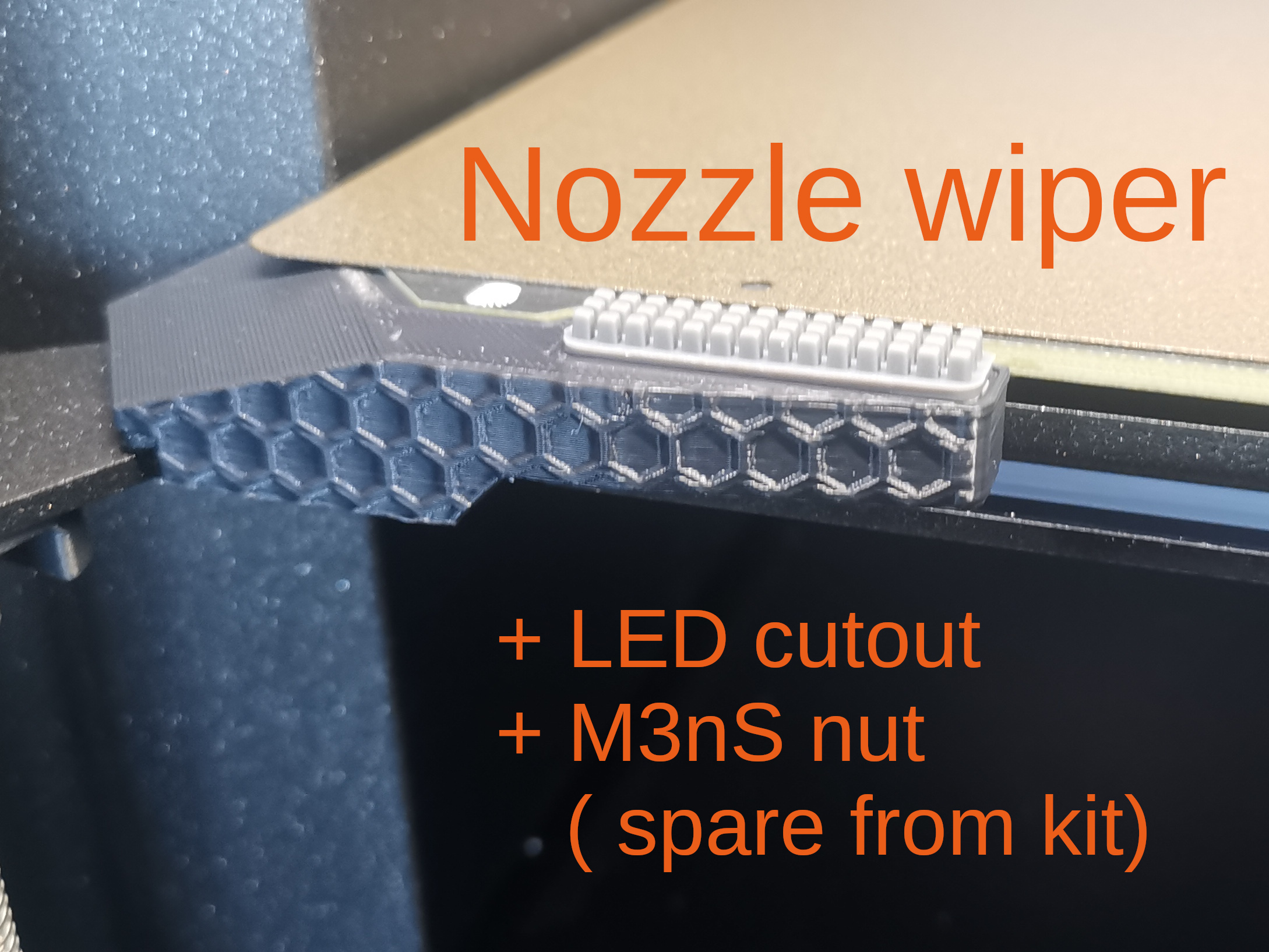 Core One Nozzle Wiper - Modified for M3nS nut and LED compatibility