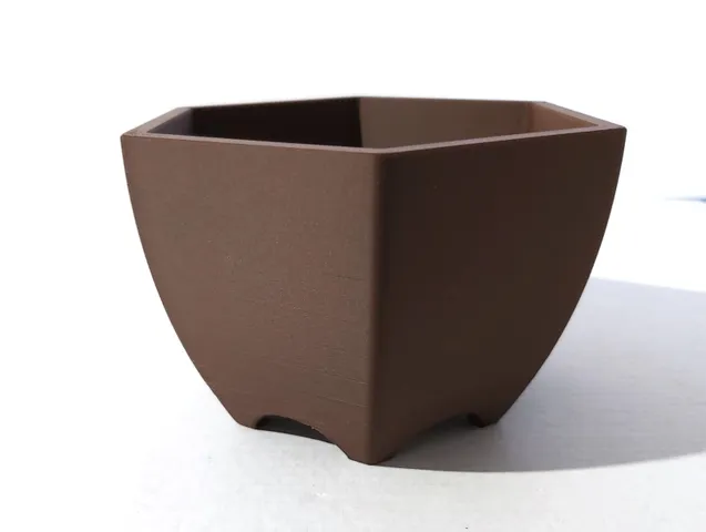 Bonsai pot 32 hexagonal curved semi-cascade 135x135x80mm