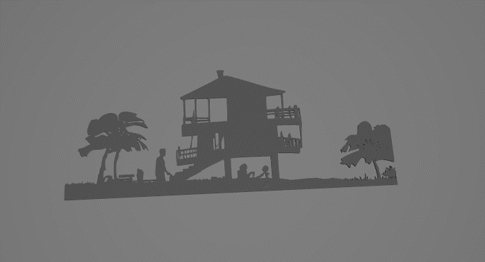 Beach house silhouette / wallart