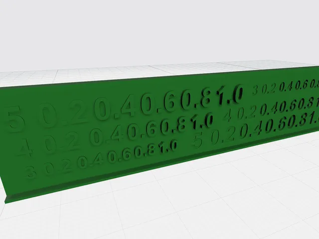 Vertical Text Test print 0.2 to 1 mm concave and convex text