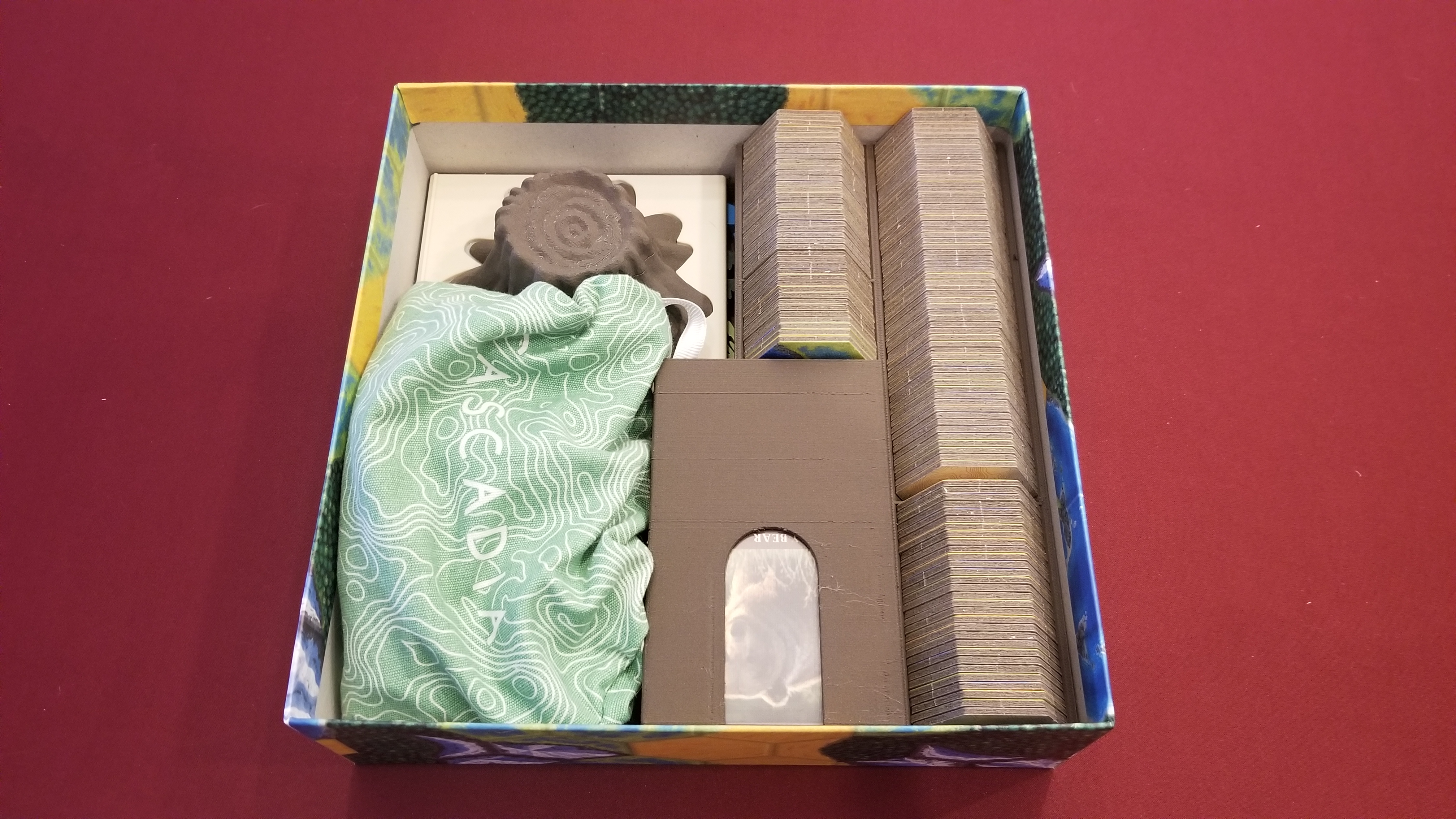 Cascadia Game Insert - Fits Landmarks Expansion, Sleeved Cards, and Pinecone Stump