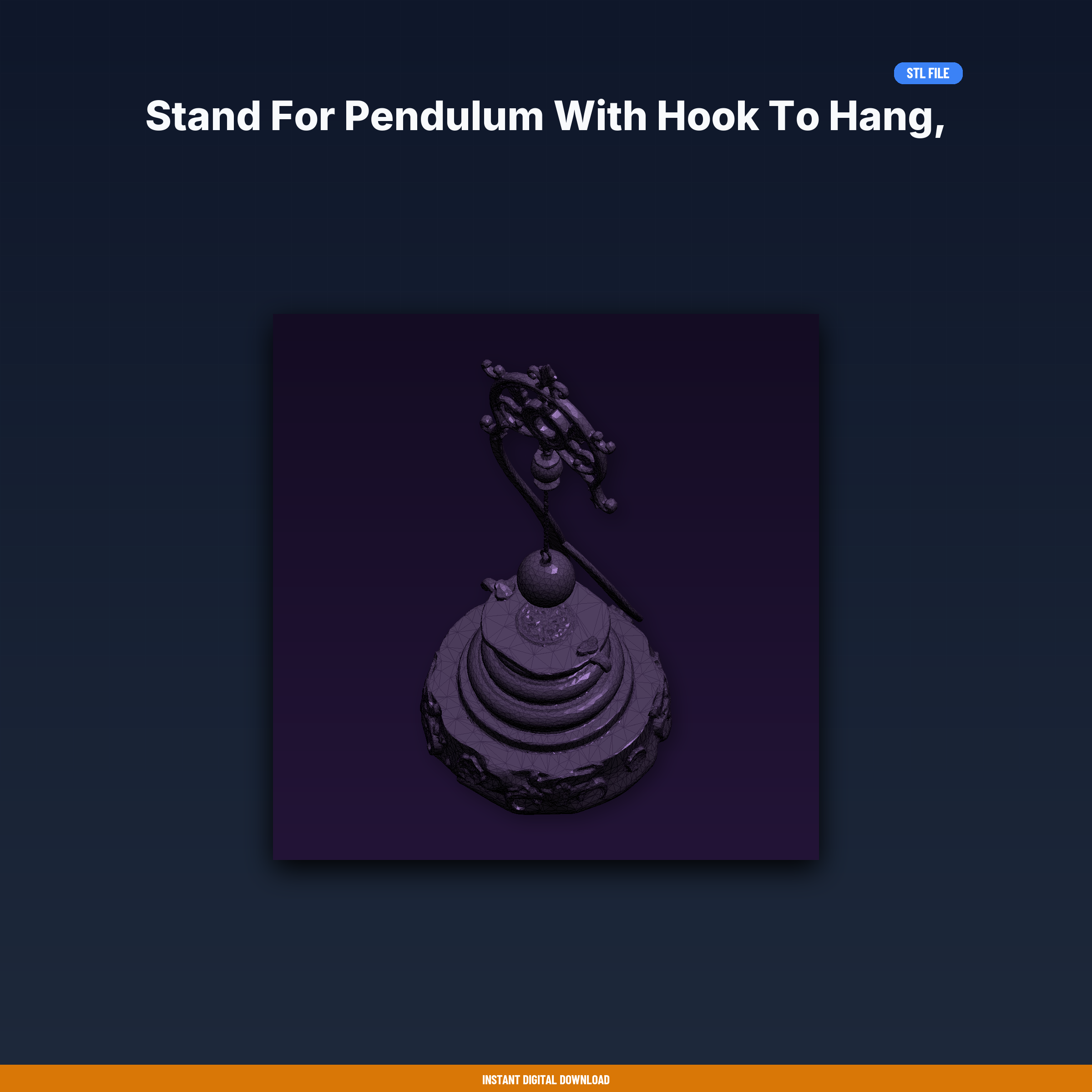 Stand For Pendulum With Hook To Hang, Spiral Design Base - 3D Printable STL File