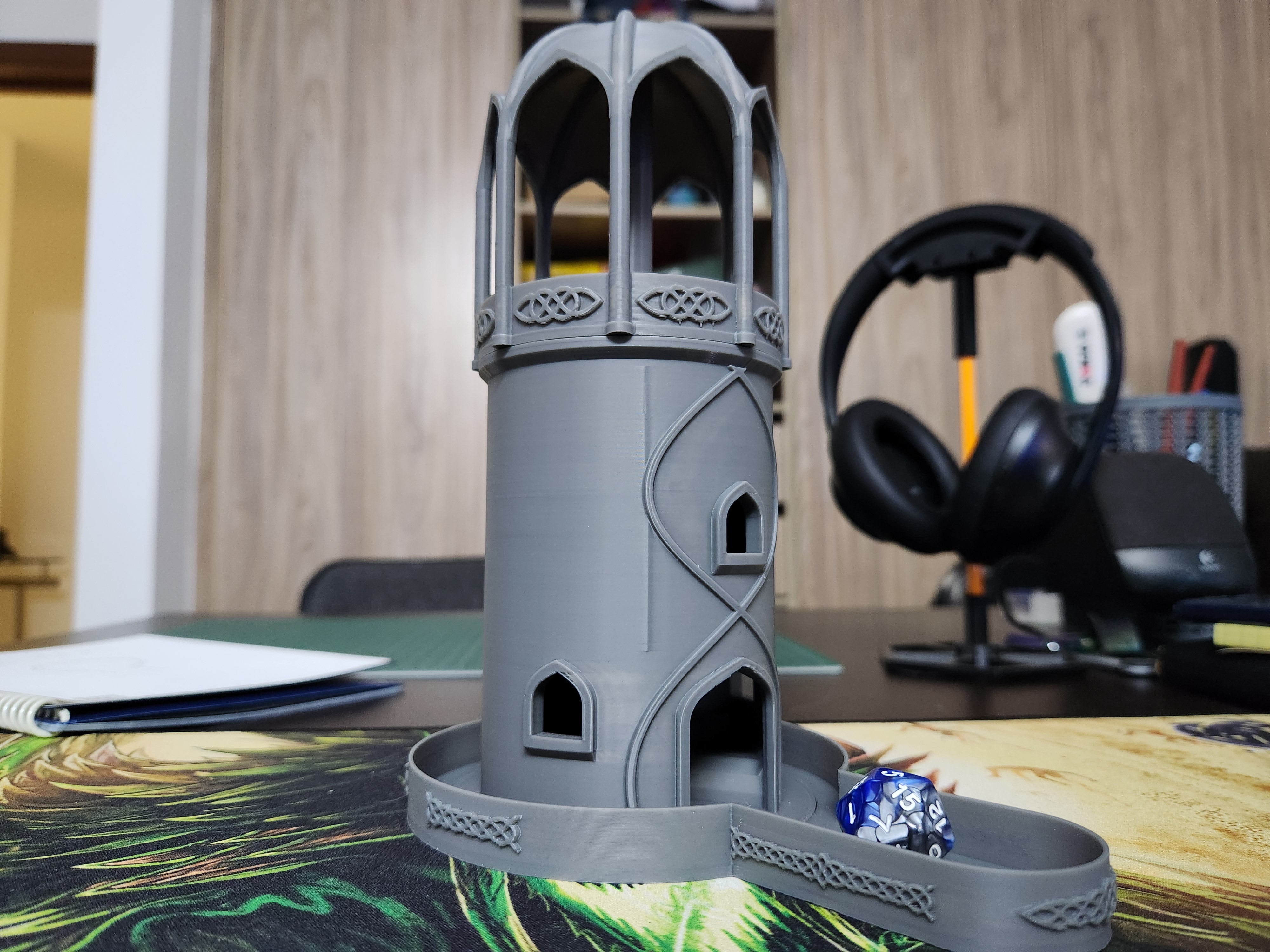 Elven-inspired dice tower