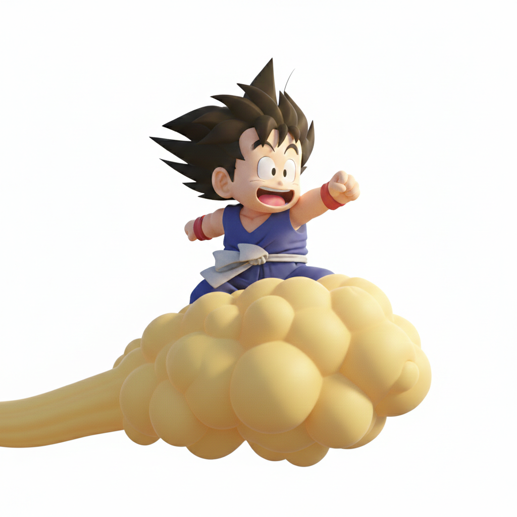 Kid Goku on the nimbus cloud