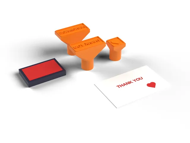 Ink Stamps - THANK YOU, HANDMADE and Heart Hand Stamps, Custom Words, No Supports (OpenSCAD)