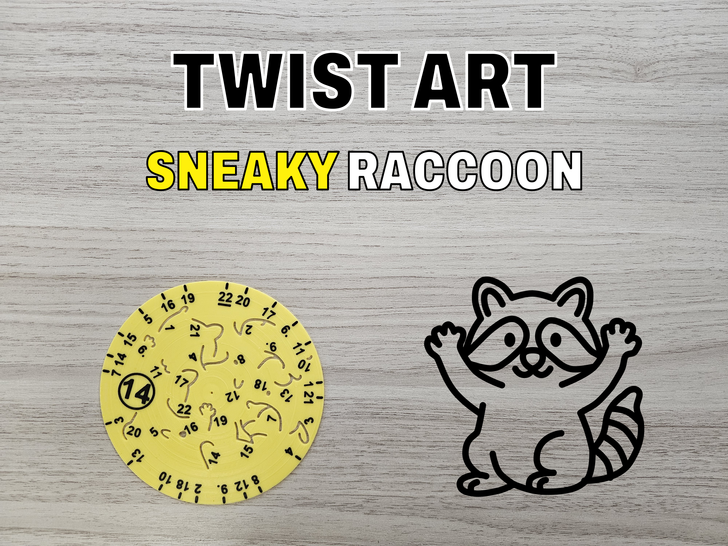 Twist Art 14 Raccoon - Rotary Drawing Stencil