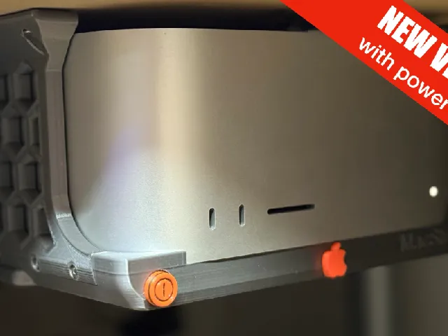 Apple Mac Studio Under Desk Cage with POWER BUTTON - Holder Frame
