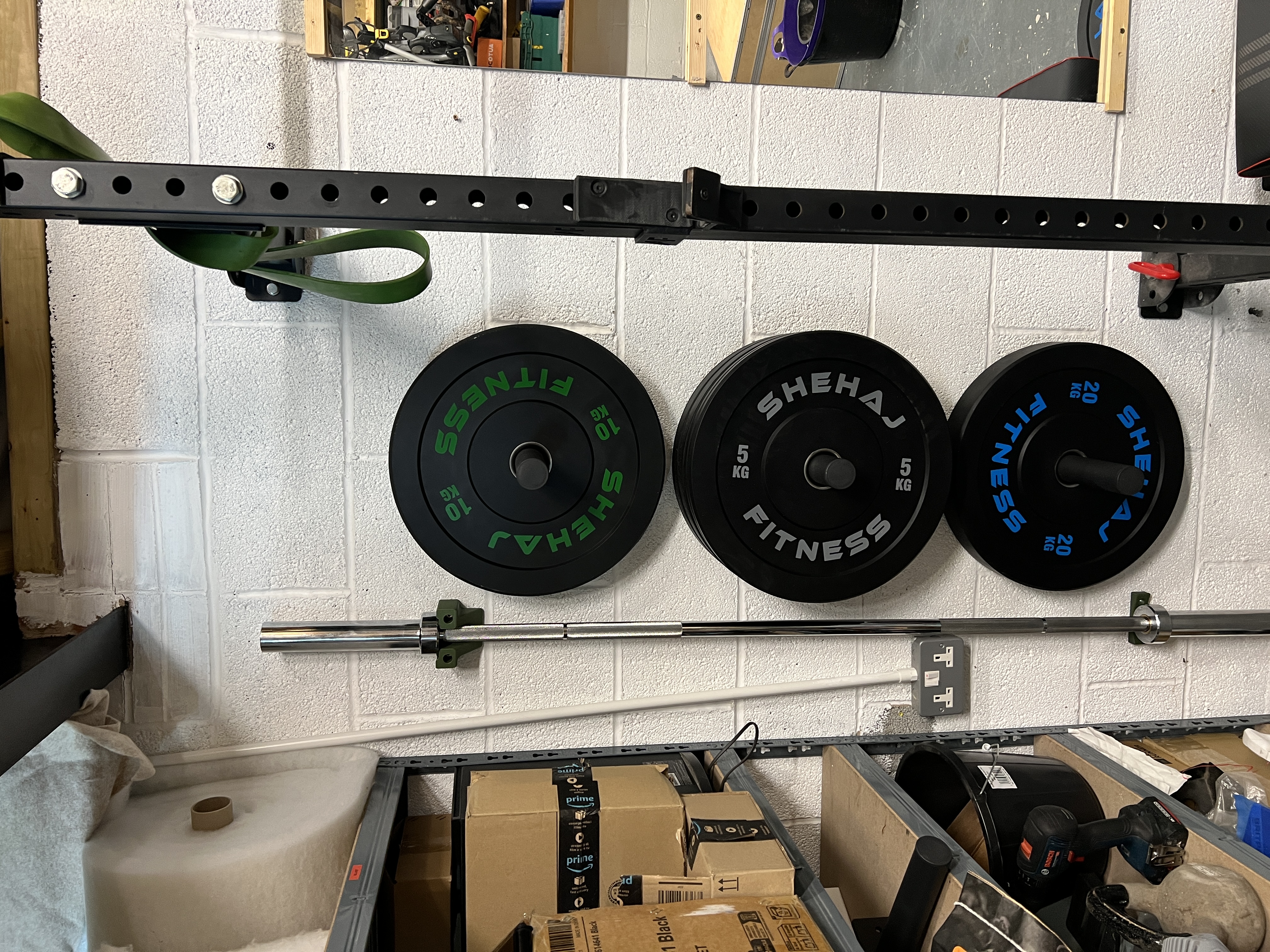 Wall‑Mounted Olympic Barbell Holder & Bumper