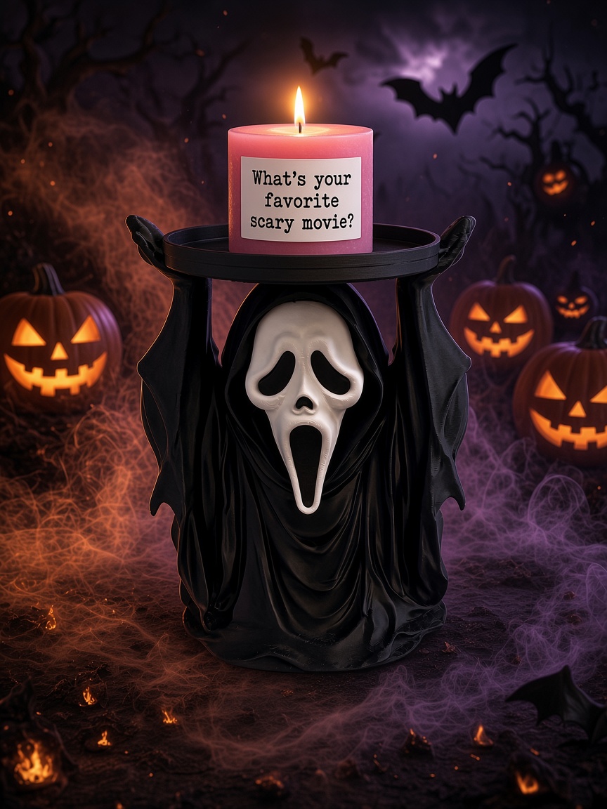3D Printed Ghostface Candle Holder - Scream Movie Stand